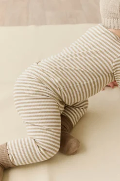 Organic Cotton Modal Legging - Narrow Stripe Balm/Cloud