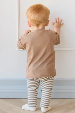 Organic Cotton Modal Legging - Narrow Stripe Tweed/Cloud