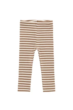 Organic Cotton Modal Legging - Narrow Stripe Thatch/Buff