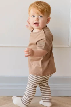Organic Cotton Modal Legging - Narrow Stripe Tweed/Cloud