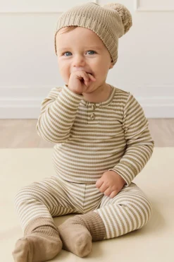 Organic Cotton Modal Legging - Narrow Stripe Balm/Cloud
