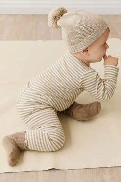 Organic Cotton Modal Legging - Narrow Stripe Balm/Cloud