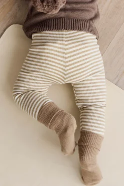 Organic Cotton Modal Legging - Narrow Stripe Balm/Cloud