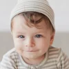 Organic Cotton Modal Lennon Beanie - Narrow Stripe Willow/Soft Clay