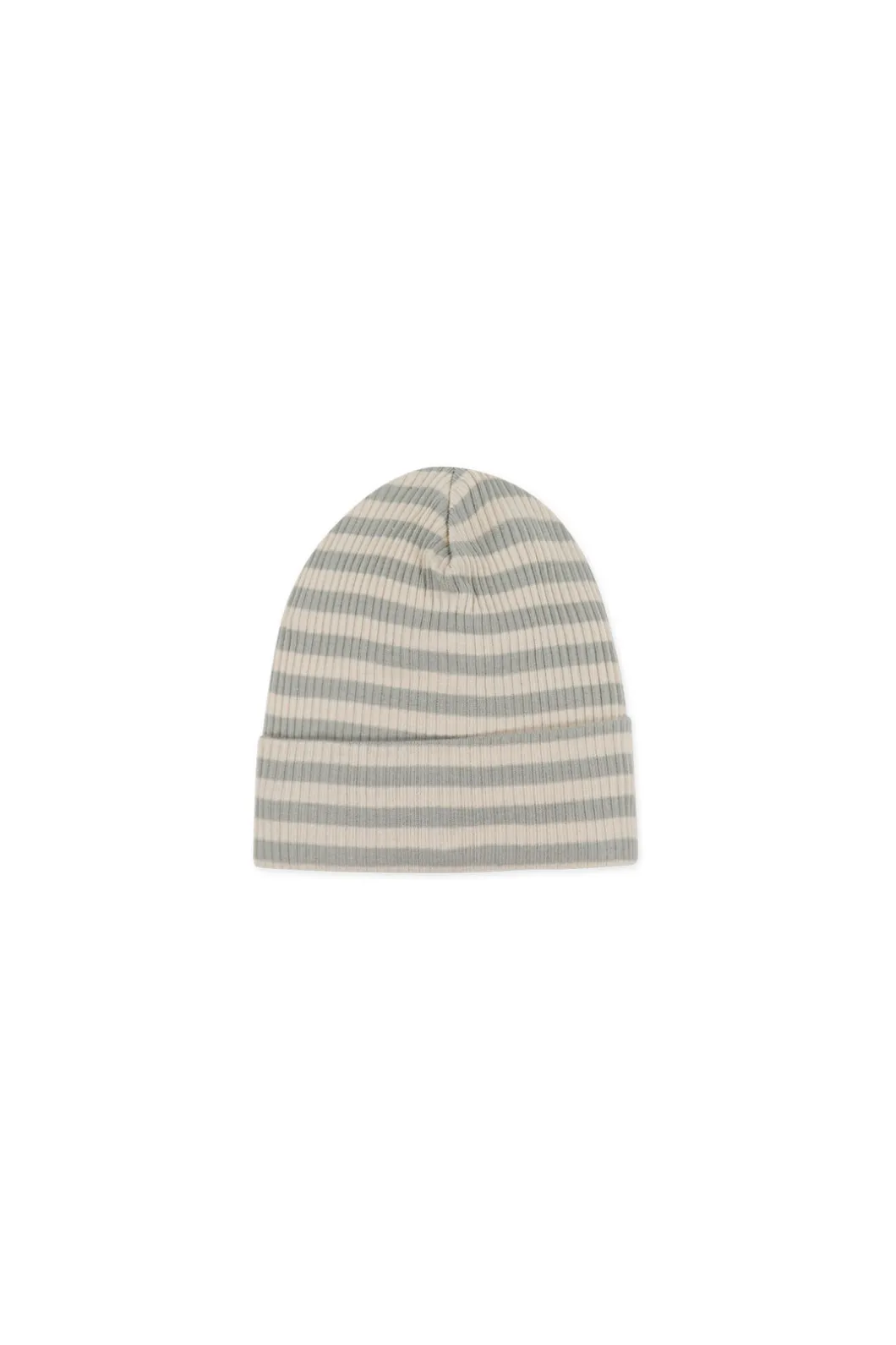 Organic Cotton Modal Lennon Beanie - Narrow Stripe Willow/Soft Clay