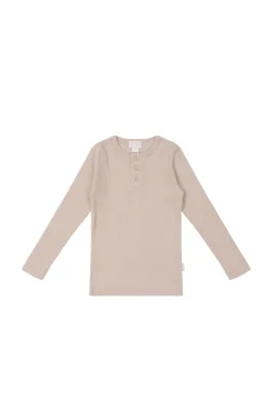 Organic Cotton Modal Long Sleeve Henley - Dusky Rose E2