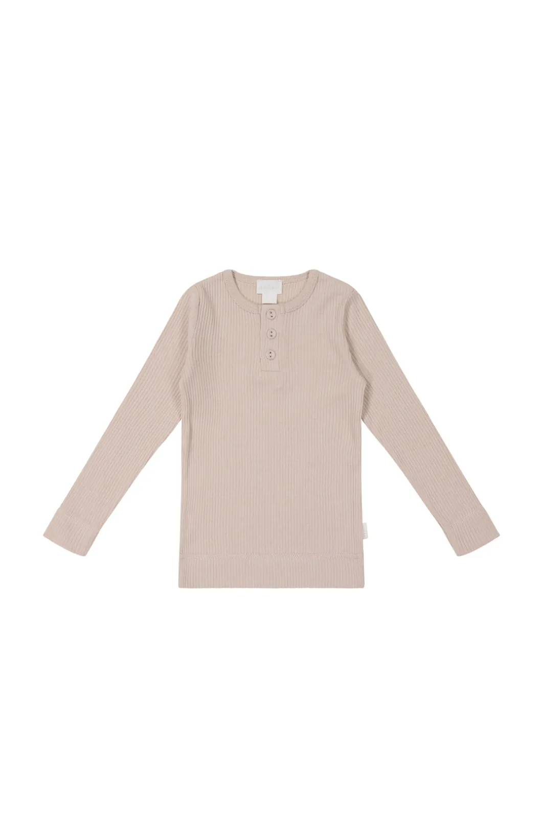Organic Cotton Modal Long Sleeve Henley - Dusky Rose E2