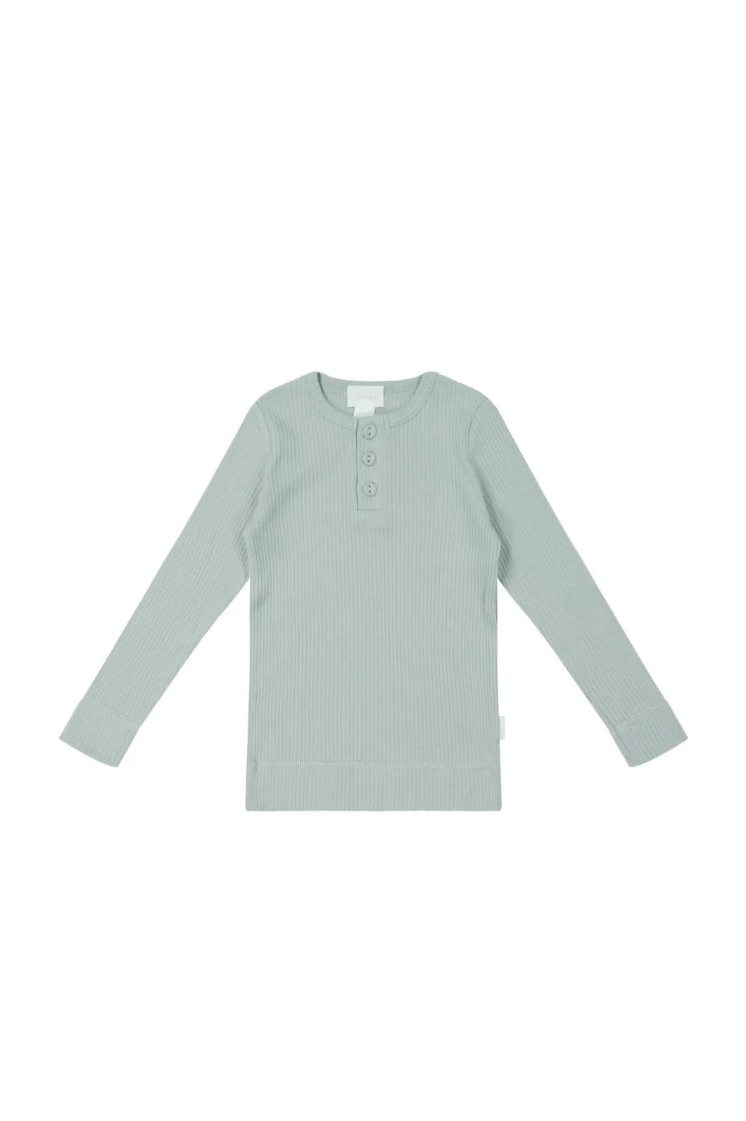 Organic Cotton Modal Long Sleeve Henley - Mineral
