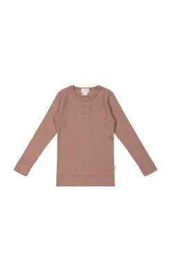 Organic Cotton Modal Long Sleeve Henley - Powder