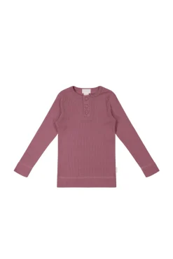 Organic Cotton Modal Long Sleeve Henley - Rosette