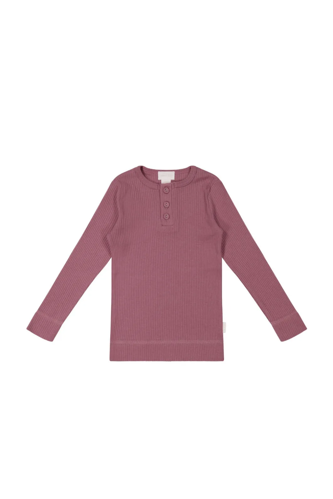 Organic Cotton Modal Long Sleeve Henley - Rosette