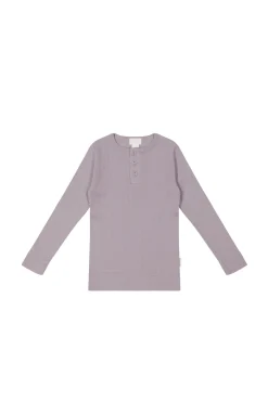Organic Cotton Modal Long Sleeve Henley - Vintage Berry