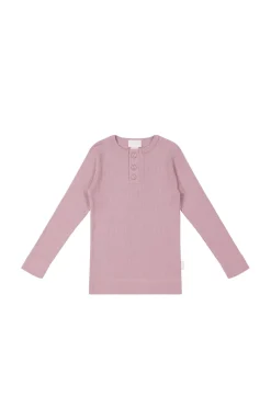 Organic Cotton Modal Long Sleeve Henley - Vintage Violet