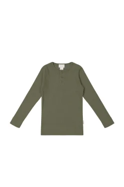 Organic Cotton Modal Long Sleeve Top - Sicilian Olive