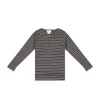 Organic Cotton Modal Long Sleeve Henley - Daily Stripe Wolf/Cloud