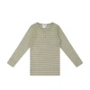 Organic Cotton Modal Long Sleeve Henley - Cashew/Cloud Stripe