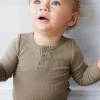 Organic Cotton Modal Long Sleeve Bodysuit - Oak
