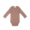 Organic Cotton Modal Long Sleeve Bodysuit - Powder