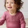 Organic Cotton Modal Long Sleeve Bodysuit - Rosette