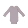 Organic Cotton Modal Long Sleeve Bodysuit - Vintage Berry