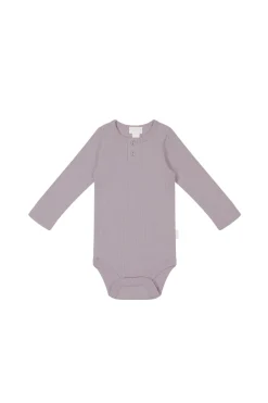 Organic Cotton Modal Long Sleeve Bodysuit - Vintage Berry