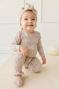 Organic Cotton Modal Long Sleeve Bodysuit - Amber Eggnog
