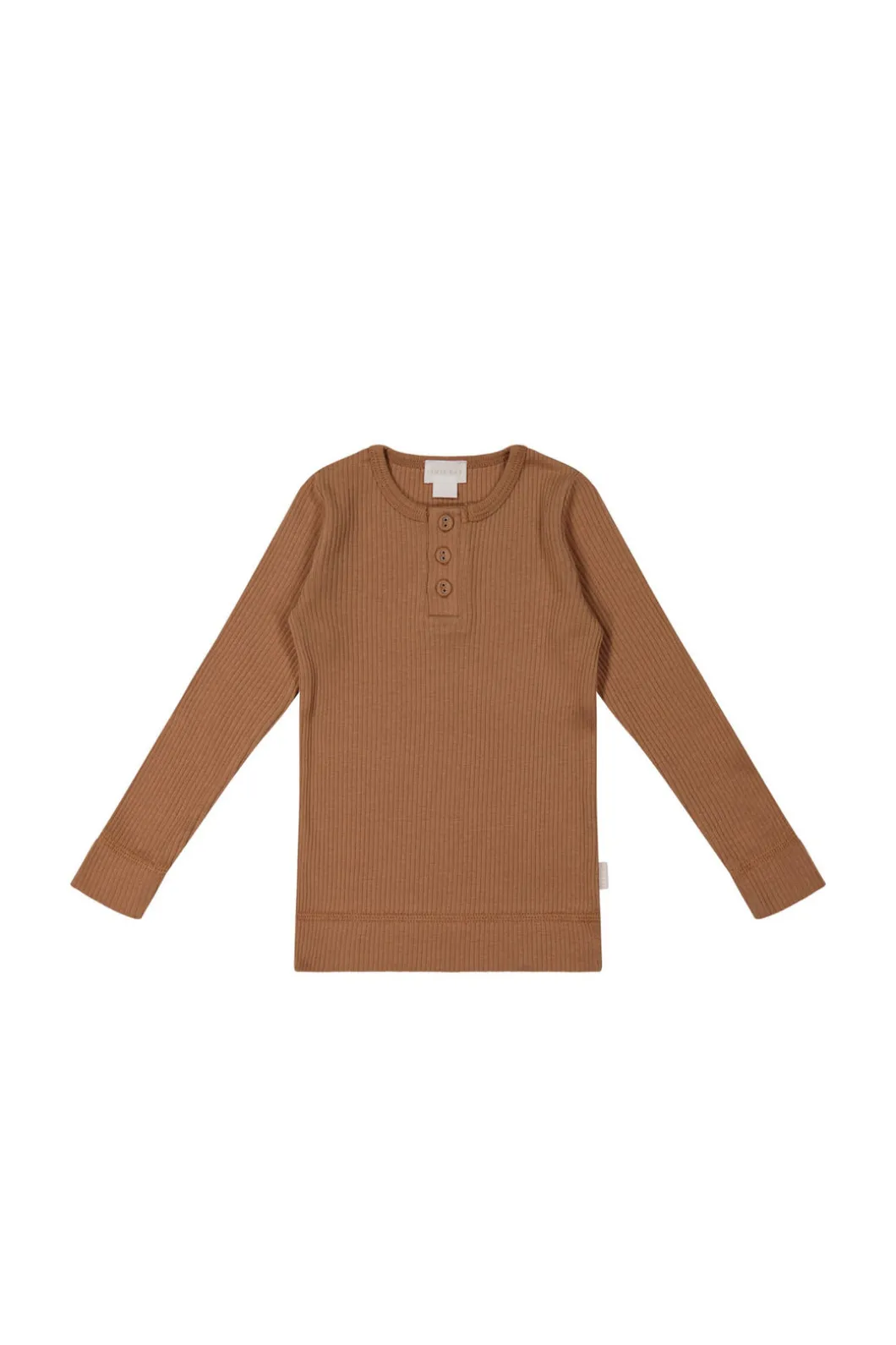 Organic Cotton Modal Long Sleeve Henley - Baker