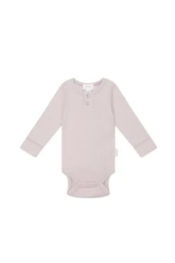 Organic Cotton Modal Long Sleeve Bodysuit - Violet Tint