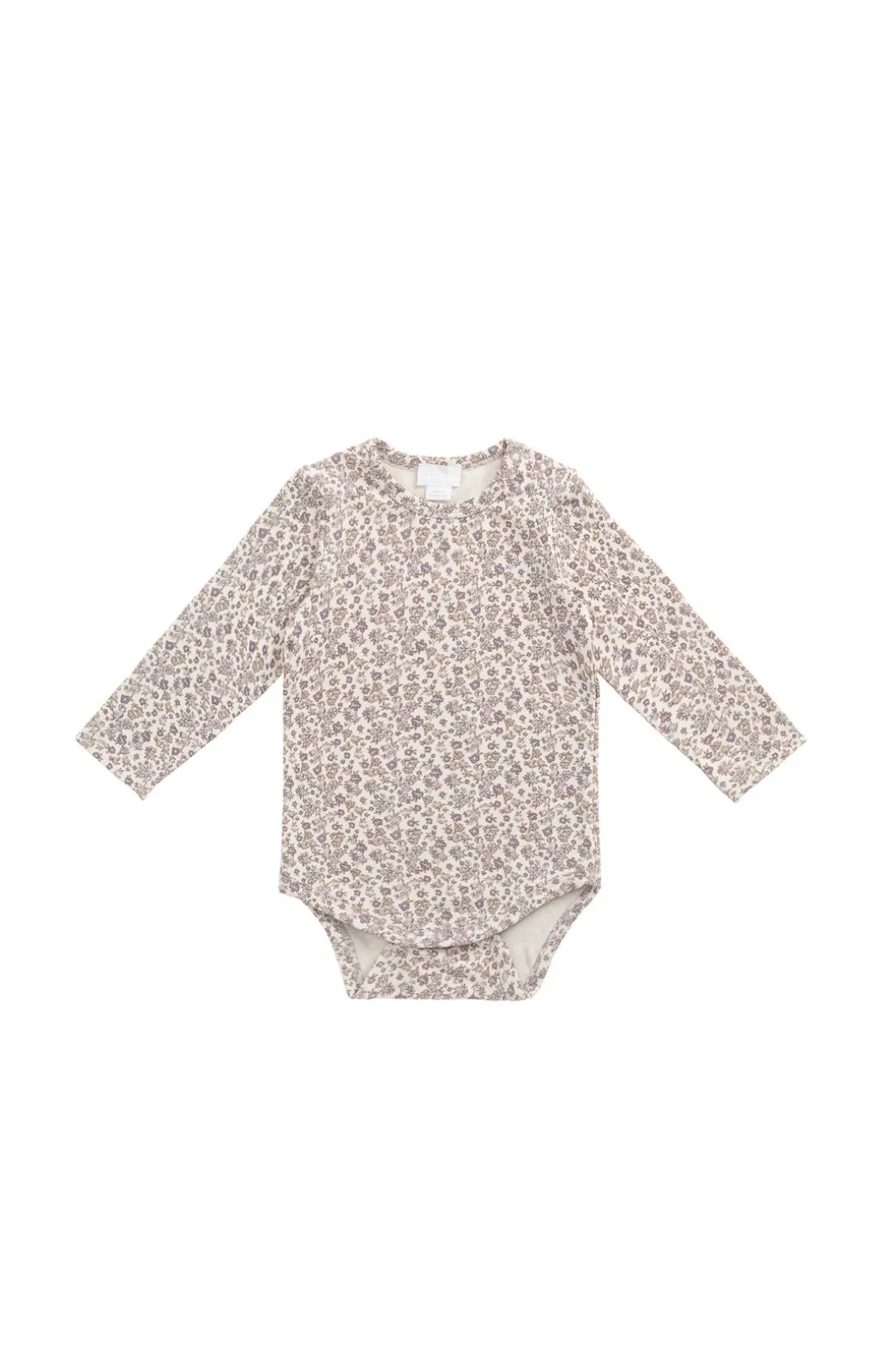 Organic Cotton Modal Long Sleeve Bodysuit - Amber Eggnog