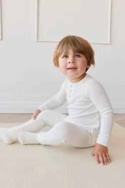 Organic Cotton Modal Long Sleeve Henley - Milk