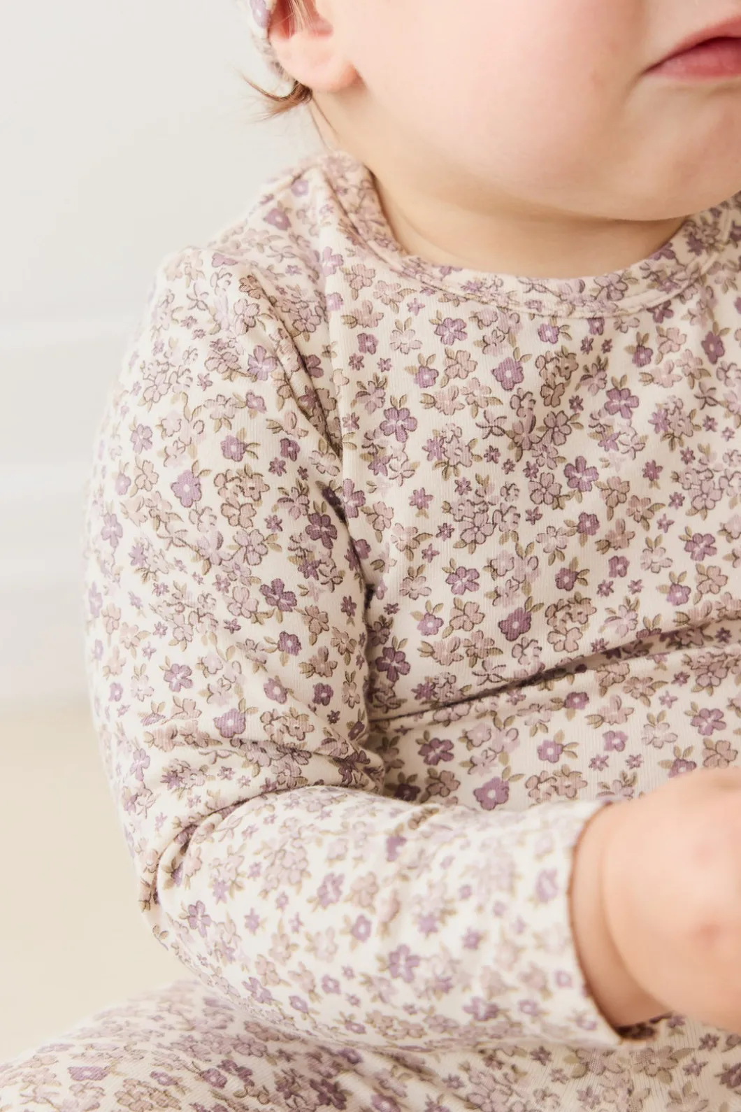 Organic Cotton Modal Long Sleeve Bodysuit - Amber Eggnog