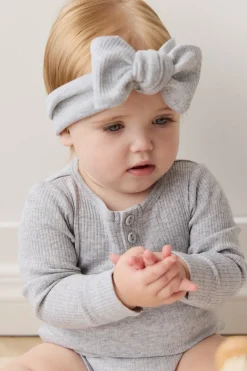 Organic Cotton Modal Long Sleeve Bodysuit - Light Grey Marle