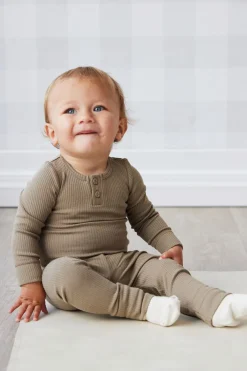 Organic Cotton Modal Long Sleeve Bodysuit - Oak