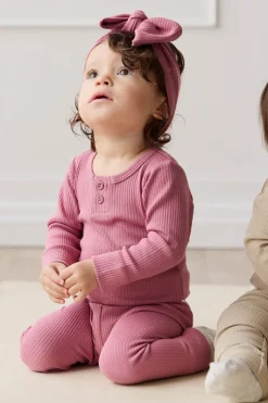 Organic Cotton Modal Long Sleeve Bodysuit - Rosette