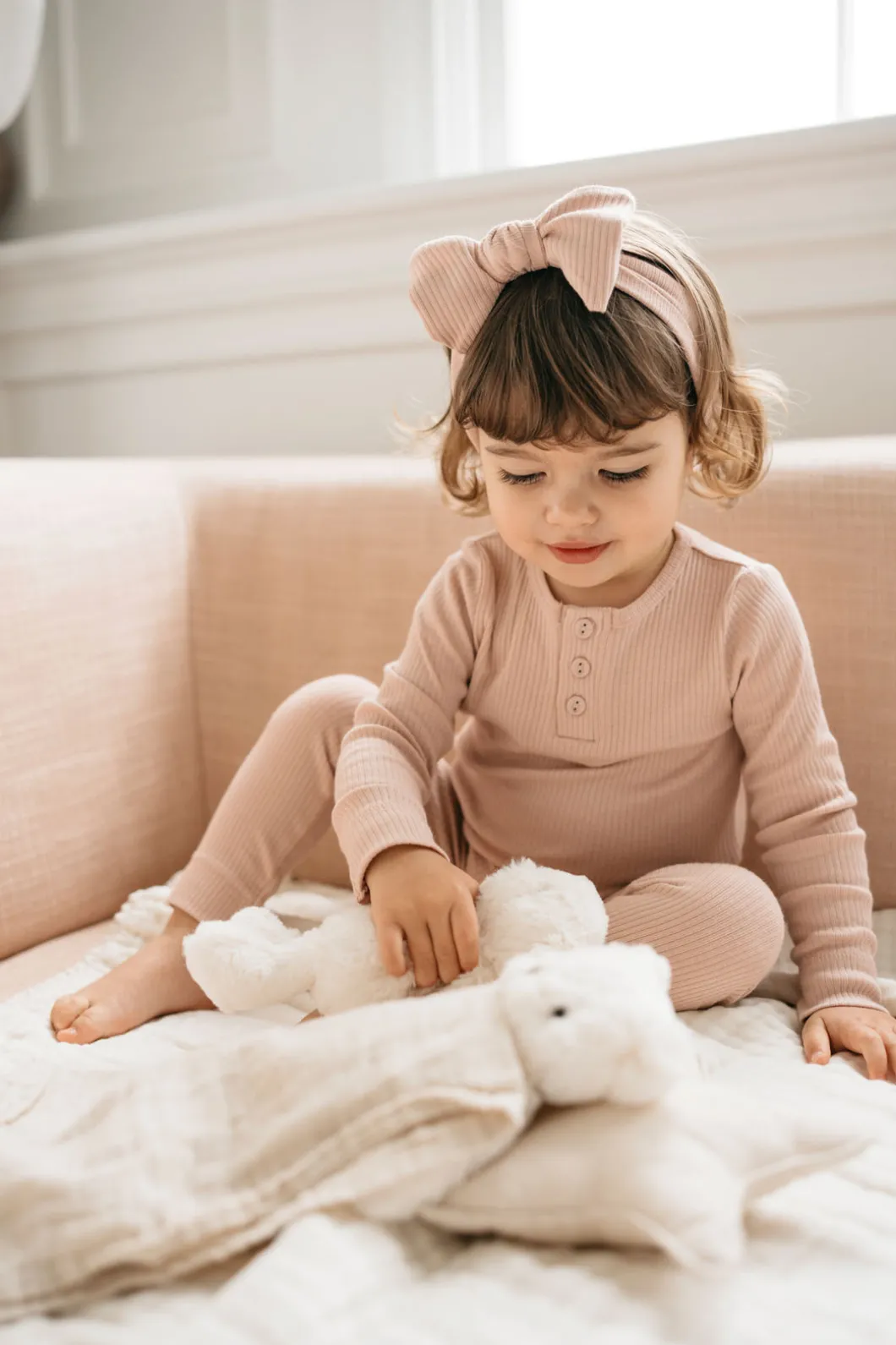Organic Cotton Modal Long Sleeve Henley - Dusky Rose E2