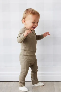 Organic Cotton Modal Long Sleeve Bodysuit - Oak