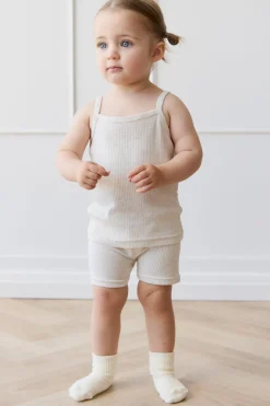 Organic Cotton Modal Singlet - Oatmeal Marle