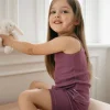 Organic Cotton Modal Singlet - Elderberry