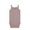 Organic Cotton Modal Singlet Bodysuit - Mauve Shadow