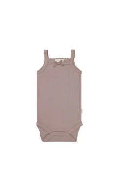 Organic Cotton Modal Singlet Bodysuit - Mauve Shadow
