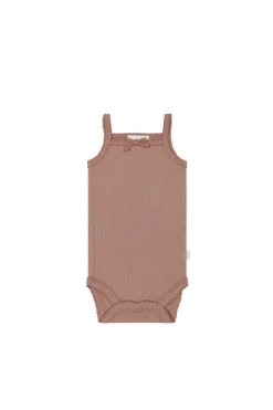 Organic Cotton Modal Singlet Bodysuit - Powder