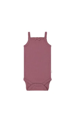 Organic Cotton Modal Singlet Bodysuit - Rosette