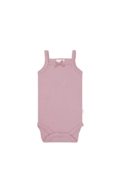 Organic Cotton Modal Singlet Bodysuit - Vintage Violet