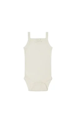 Organic Cotton Modal Singlet Bodysuit  - Milk