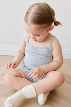 Organic Cotton Modal Singlet - Light Grey Marle