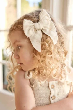 Organic Cotton Muslin Bow - Pauline Chamomile