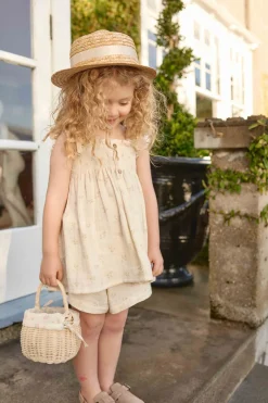 Organic Cotton Muslin Elodie Short - Pauline Chamomile