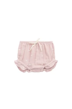 Organic Cotton Muslin Frill Bloomer - Petite Heart Old Rose