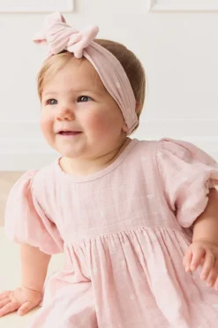 Organic Cotton Muslin Headband - Petite Heart Old Rose