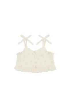 Organic Cotton Muslin Mirabel Top - Pauline Chamomile